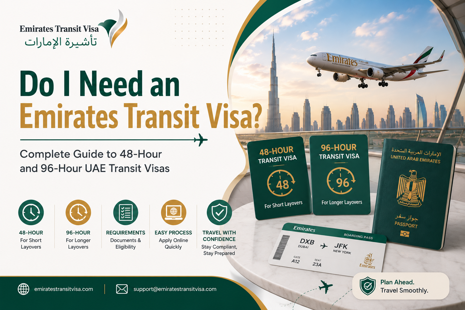 Emirates Transit Visa 2026 - 48 & 96 Hour Visa Requirements, Documents & Application Process