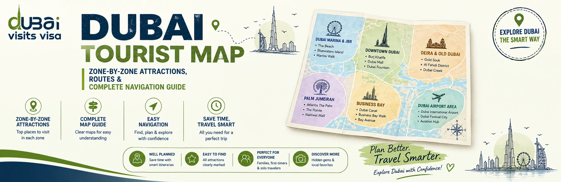 Dubai Tourist Map 2026 | Free PDF, Attractions & Metro