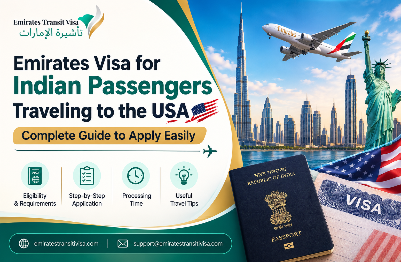 Emirates Visa for Indian Passengers to USA 2026 | UAE Transit Visa Guide