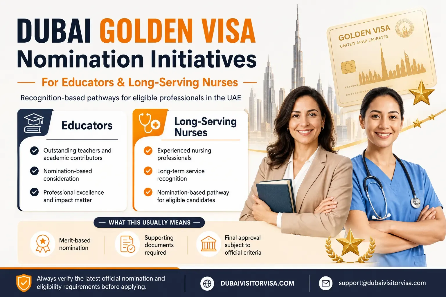 Dubai Golden Visa nomination initiatives for educators and long-serving nurses