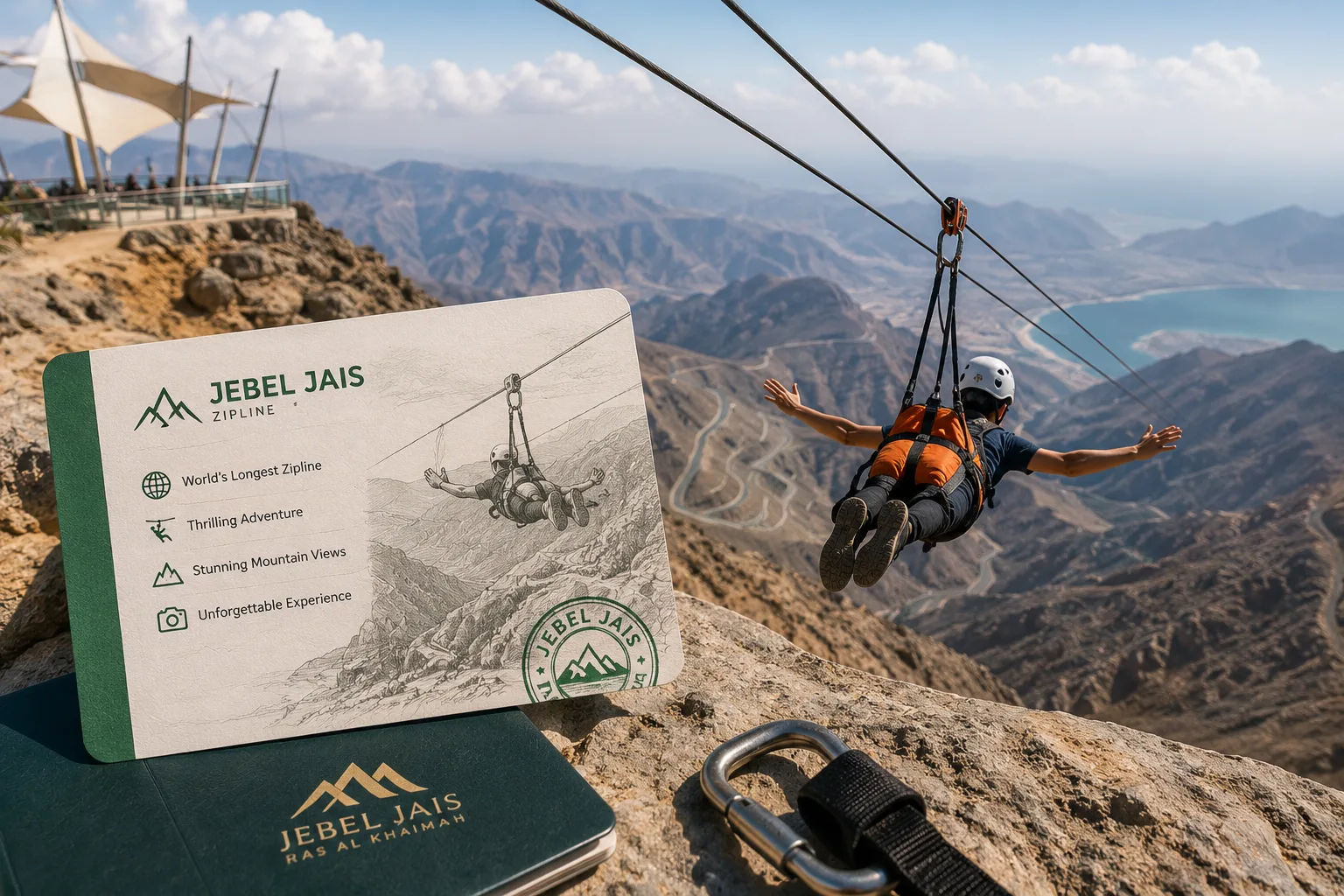 Activities at Jebel Jais including zipline hiking and mountain views