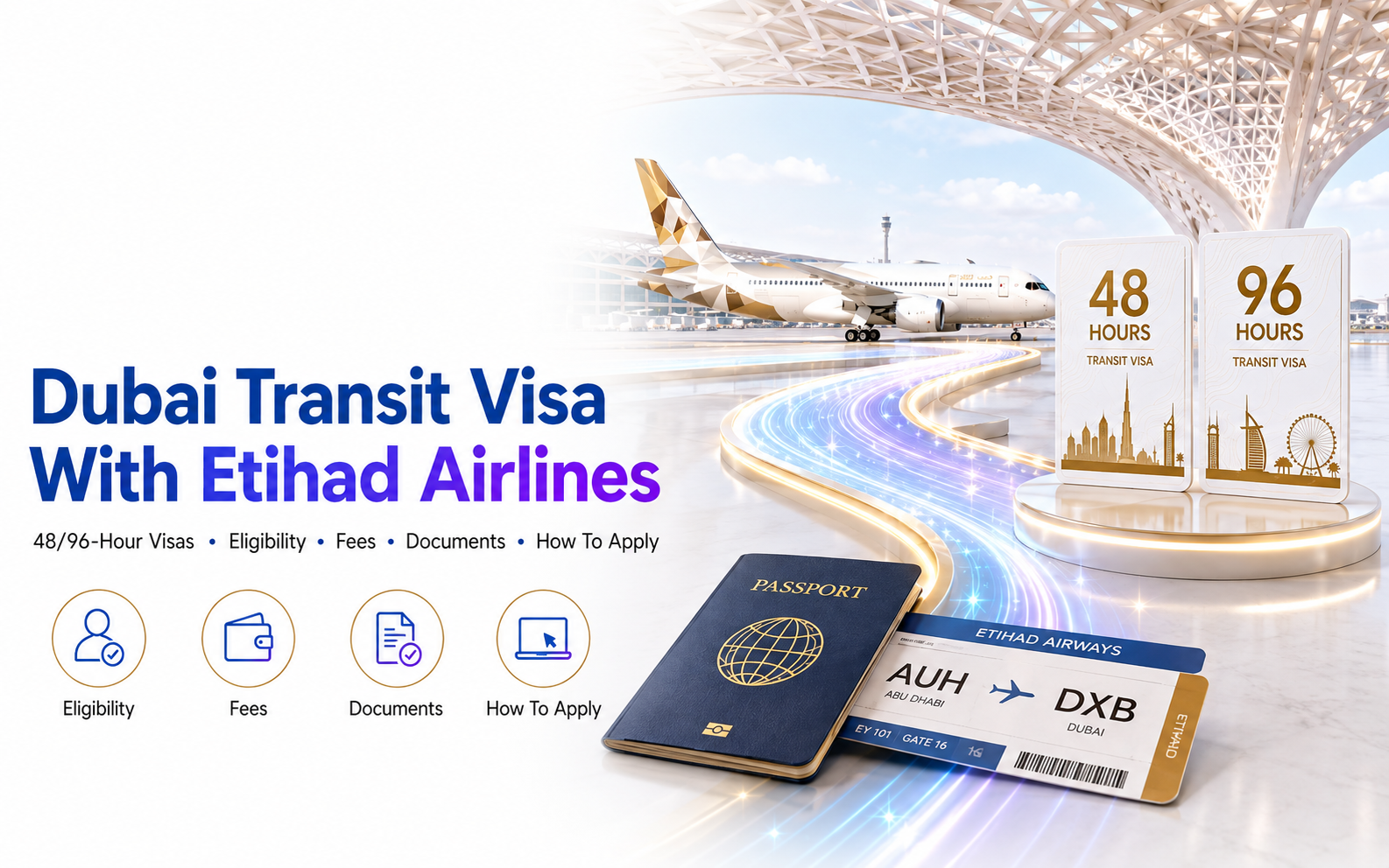 Dubai Transit Visa 2026 with Etihad - 48 | 96-hour UAE Stopover Guide